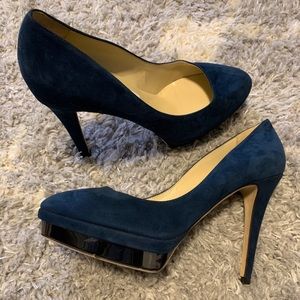 Jimmy Choo cosmic pump in navy blue suede